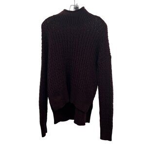 Ann Taylor Loft Mock Neck Knit Hi Low Sweater Eggplant Size Large